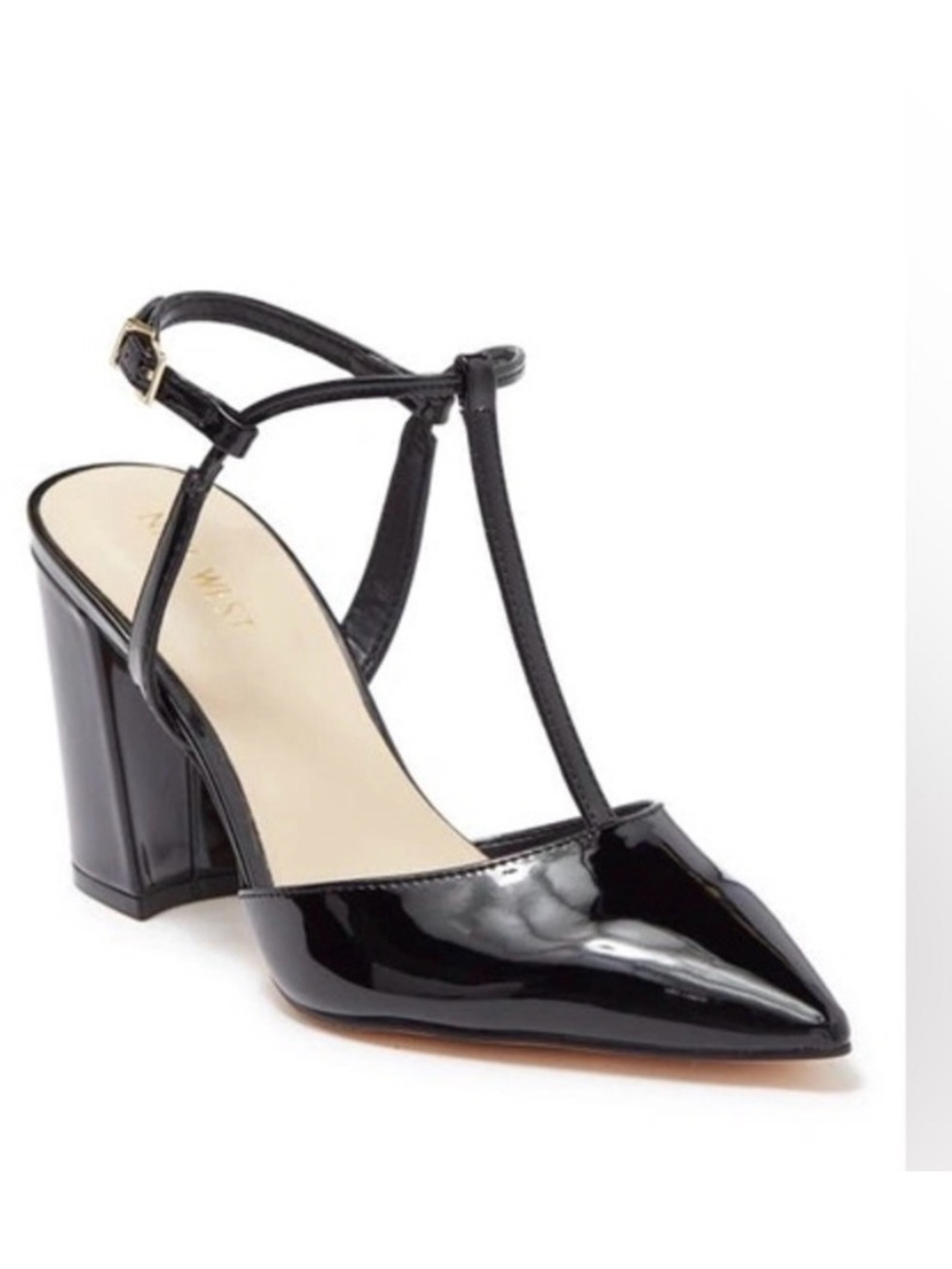 Nine West Kenzee T-Strap Pumps patent leather black size 7